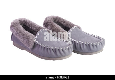 Mouton paire chaussures chaudes isolé sur fond blanc Banque D'Images