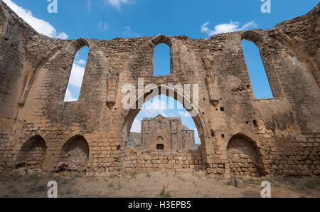 Ruines de St Mary de l'église des Carmélites situé dans le nord ouest de la ville de Famagouste à Chypre. Banque D'Images