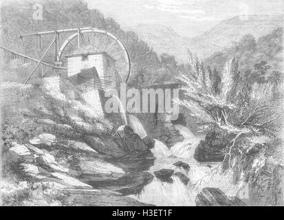 Pays de Galles Vigra Gold Mines, au nord du Pays de Galles 1862 Crushing-Mill. Illustrated London News Banque D'Images