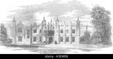 SUFFOLK Hengrave Hall, siège de Sir Thomas R Gage 1854. Illustrated London News Banque D'Images