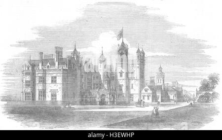 LANCASHIRE Worsley Hall, siège du Comte de 1851 d'Ellesmere. Illustrated London News Banque D'Images