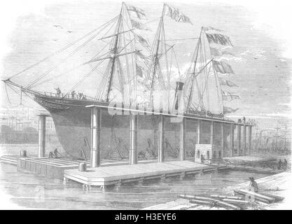 Nouvelles de Londres à l'Ascenseur hydraulique Victoria Docks 1858. Illustrated London News Banque D'Images