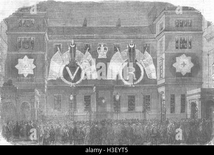 Feux de paix de Londres-Ordnance-Office, Pall Mall 1856. Illustrated London News Banque D'Images