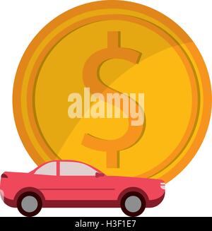L'argent et l'icône de voiture Illustration de Vecteur