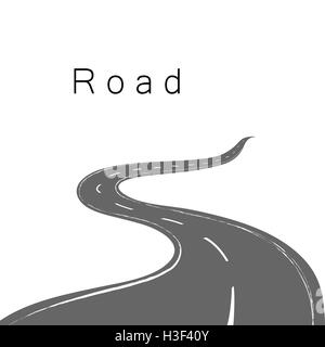 Belle illustration de la conduite d'une route sinueuse de disparaître dans l'horizon Illustration de Vecteur