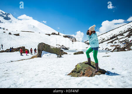 Vue sur montagne neige dans le Sikkim, Inde. Banque D'Images