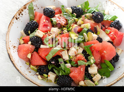 Salade de melon d'eau saine et mûre. Vue d'en haut Banque D'Images