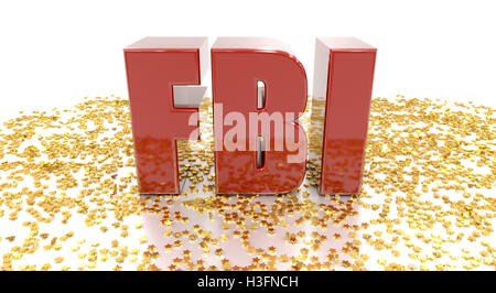 FBI - avec étoiles d'or sur fond blanc - Haute qualité de rendu 3D Banque D'Images