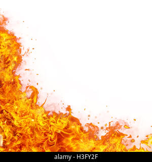 Abstract fire flames contexte avec de l'espace libre pour le texte. Isolated on white Banque D'Images