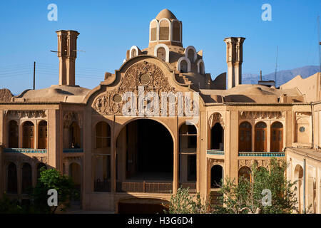 Iran, Ispahan province, Kashan, le Khan-e-Borujerdi, maison d'un riche marchand avec windtowers Banque D'Images