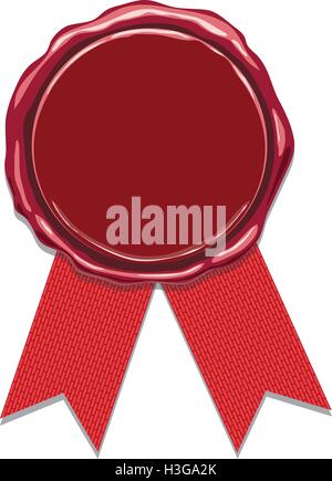 Sceau de cire vecteur avec rubans rouges Illustration de Vecteur