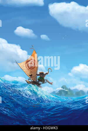 DATE DE SORTIE : Novembre 23, 2016 Title : Moana STUDIO : Disney Réalisateur : Ron Clements, John Musker PLOT : Une jeune femme utilise ses talents de navigation pour naviguer d'une île légendaire. La rejoindre dans l'aventure est son héros, le légendaire demi-dieu Maui avec : Dwayne Johnson, Alan Tudyk, Jemaine Clement, Auli'je Cravalho (Crédit : c Disney/images/) Banque D'Images