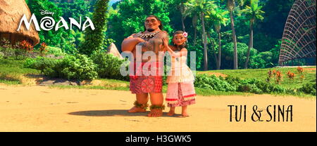 DATE DE SORTIE : Novembre 23, 2016 Title : Moana STUDIO : Disney Réalisateur : Ron Clements, John Musker PLOT : Une jeune femme utilise ses talents de navigation pour naviguer d'une île légendaire. La rejoindre dans l'aventure est son héros, le légendaire demi-dieu Maui avec : Dwayne Johnson, Alan Tudyk, Jemaine Clement, Auli'je Cravalho (Crédit : c Disney/images/) Banque D'Images