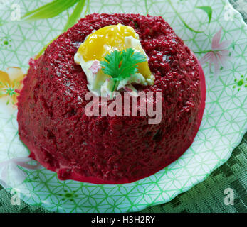 Tartare de betterave close up . Cuisine française Banque D'Images