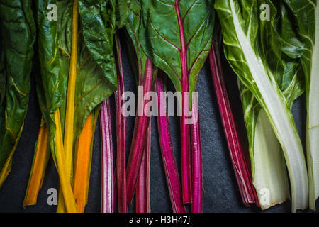 Rainbow chard , manger coloré et régime alimentaire sain Banque D'Images