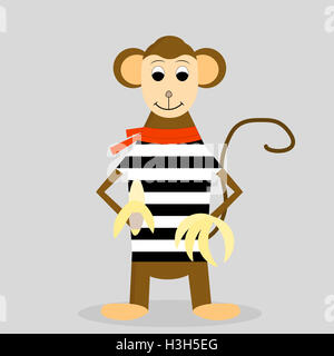 Cartoon singe avec banane. Cartoon animal et monkey vector illustration Banque D'Images