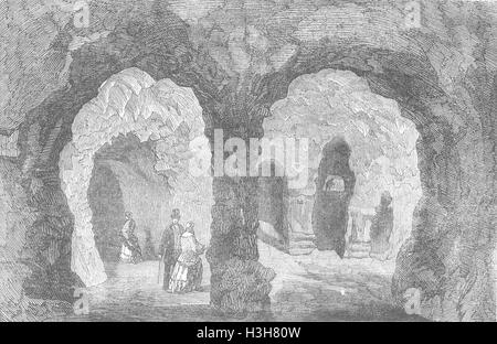 SHROPS La Grotte, à Hawkstone Park 1854. Illustrated London News Banque D'Images