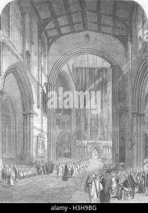 Installation YORKS, évêque de Ripon Cathedral 1857. Illustrated Times Banque D'Images