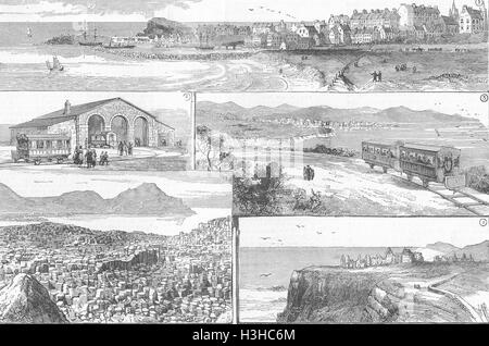 Tramway de l'ULSTER, Portrush, Bushmills, Giant's Causeway 1883. Le graphique Banque D'Images