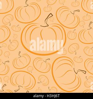 Contour vectoriel sans motif. citrouilles Arrière-plan de citrouilles. La couleur orange. Illustration de Vecteur