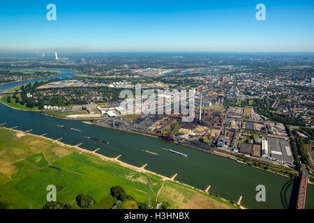 Vue aérienne du port parallèle, Duisburg, Duisburg Hochfeld Harbour Company, du Rhin, de la Ruhr, Duisburg, Rhénanie du Nord-Westphalie, Banque D'Images