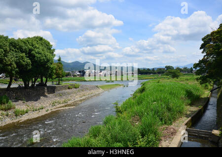 Paysage Vue d'ensemble du pont Togetsukyo Oi Rivière à Arashiyama, le 12 juillet 2015 à Kyoto, Japon Banque D'Images