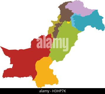 Pakistan carte avec tous les états et provinces Illustration de Vecteur