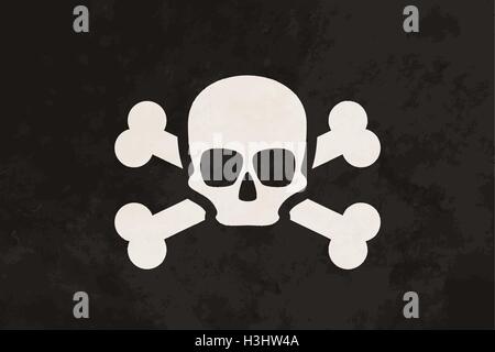 Drapeau pirate avec tête de mort Illustration de Vecteur