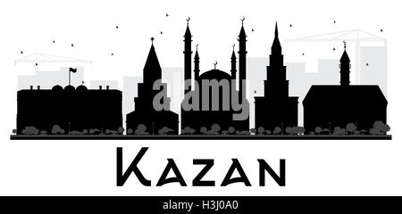 La ville de Kazan silhouette noir et blanc. Vector illustration. Concept simple pour le tourisme, la bannière de présentation Illustration de Vecteur