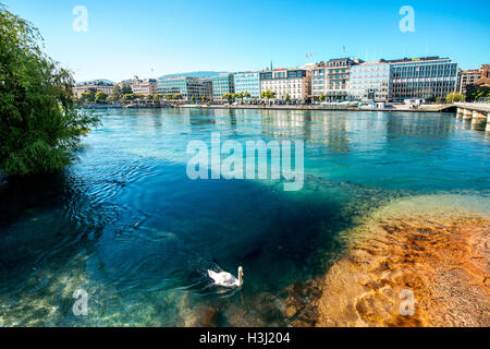 Riverside Genève en Suisse Banque D'Images