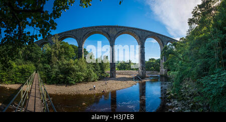 Sur le viaduc Lambley ligne de chemin de fer désaffectée entre Brampton et Alston traversant la rivière South Tyne, Northumberland, Angleterre Banque D'Images