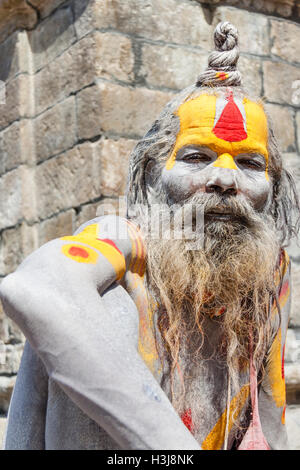 Sadhu portrait. Temple de Pashupatinath, Katmandou, Népal Banque D'Images