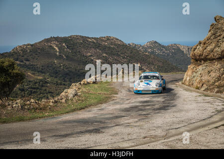 PALASCA, CORSE - 7 octobre 2016. R. Dumas & D Giraudet la concurrence sur les Porsche dans les 2016 Tour de Corse Historique Banque D'Images