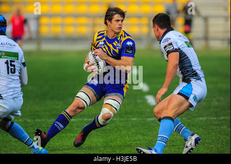 Parme, Italie. 05Th Oct, 2016. Johan Meyer de zèbre Parma au cours de l'équipe d'Écosse, Glasgow Warriors beat les zèbres Parma pour 33 à 28 en match de rugby valide pour le Guinness PRO12. © Massimo Morelli/Pacific Press/Alamy Live News Banque D'Images