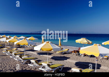 Ialyssos Beach, Rhodes, Dodécanèse, Grèce. Banque D'Images