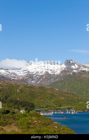 Sildpolness moorings, îles Lofoten, Norvège, Banque D'Images