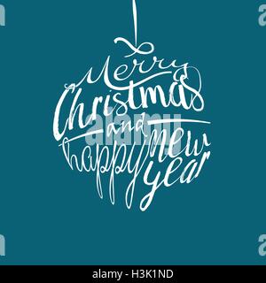 Joyeux Noël et Bonne Année carte de voeux avec texte et la police calligraphique lettrage manuscrit Illustration de Vecteur