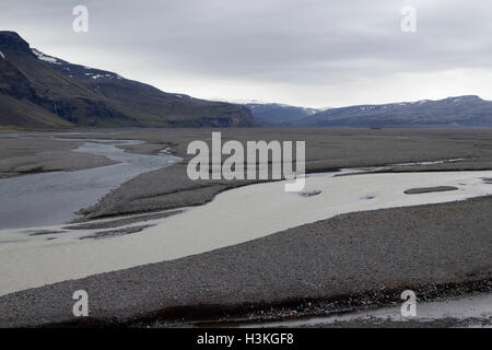 Morsa river et skiedara rivière glaciaire en Islande Banque D'Images
