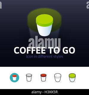 Café pour aller dans l'icône de style différent Illustration de Vecteur