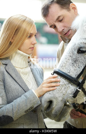 Couple et un cheval Banque D'Images