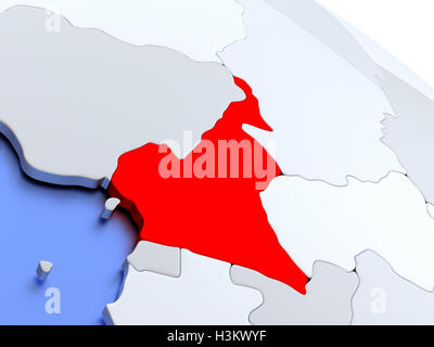 Carte du Cameroun sur argent élégant globe 3D avec océans bleus. 3D illustration Banque D'Images