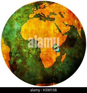 Tanzanie Territoire avec drapeau sur le site de globe Banque D'Images