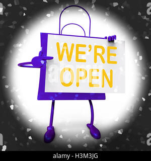 Nous sommes ouverts sur Inscription Panier montre Nouveau magasin Lancer ou Ecole communautai Banque D'Images