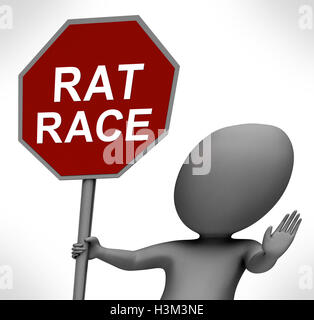Rat Race Stop rouge montre l'arrêt de travail agité la concurrence Banque D'Images