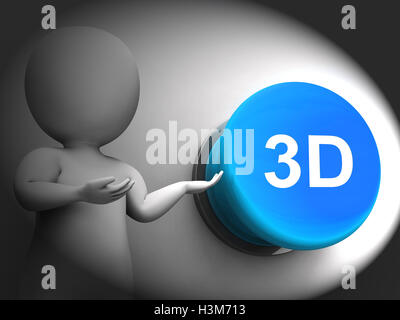 Vous appuyez sur 3D signifie objet ou l'image en trois dimensions Banque D'Images