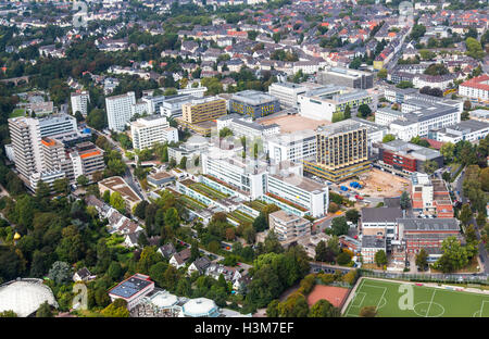 Areal shot de la ville de Essen, Allemagne, centre-ville, centre-ville, Université, clinique de l'hôpital Banque D'Images