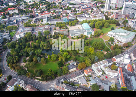 Areal shot de la ville de Essen, Allemagne, centre-ville, centre-ville, parc de la ville, l'opéra, la Philharmonie, Aalto Théâtre, Banque D'Images