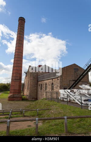 Pleasley est un puits de mine de charbon préservé maison liquidation dans le Derbyshire, Royaume-Uni Banque D'Images