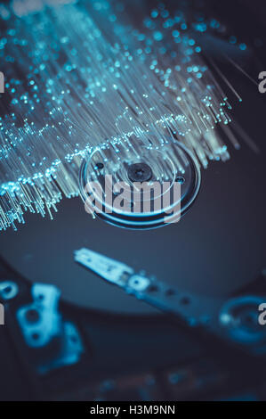 Plaque de macro de jetons avec des lumières à fibres optiques Banque D'Images