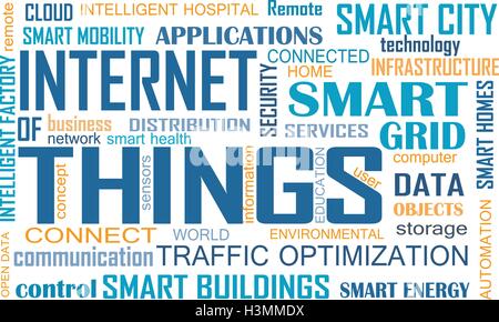 Internet des Objets (IOT) mot concept cloud. Nuage de mots pertinents illustrant Internet des Objets concept Illustration de Vecteur